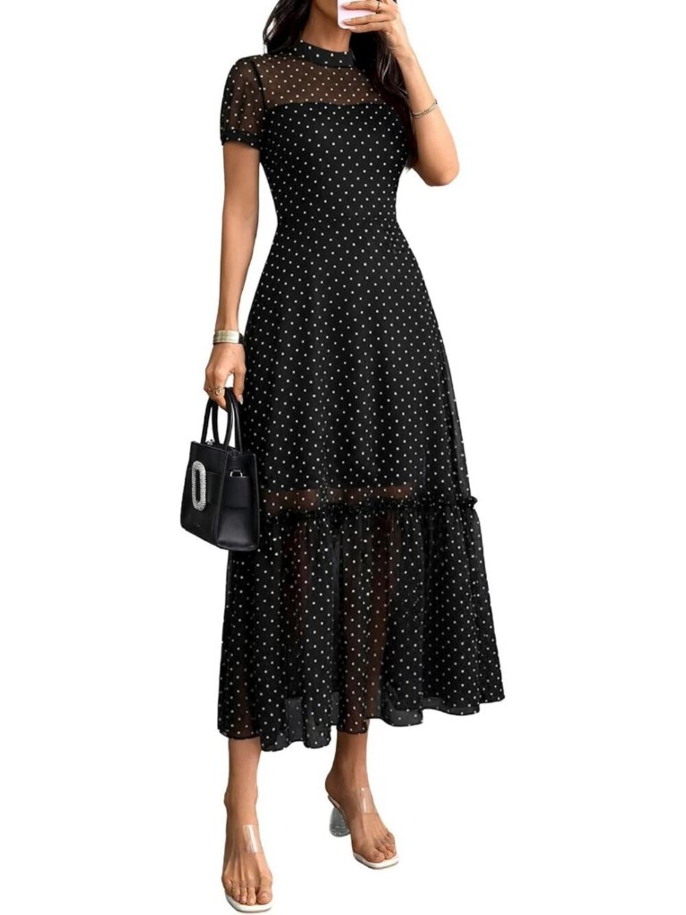 Gothic Floral Mesh Ruffle Maxi Dress - Summer Wedding Guest & Casual Style
